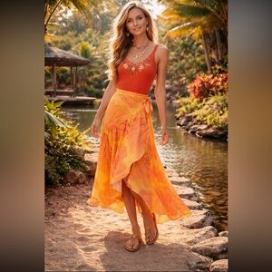 Anthropologie NWT Hutch Printed Wrap Maxi Skirt Size XS.